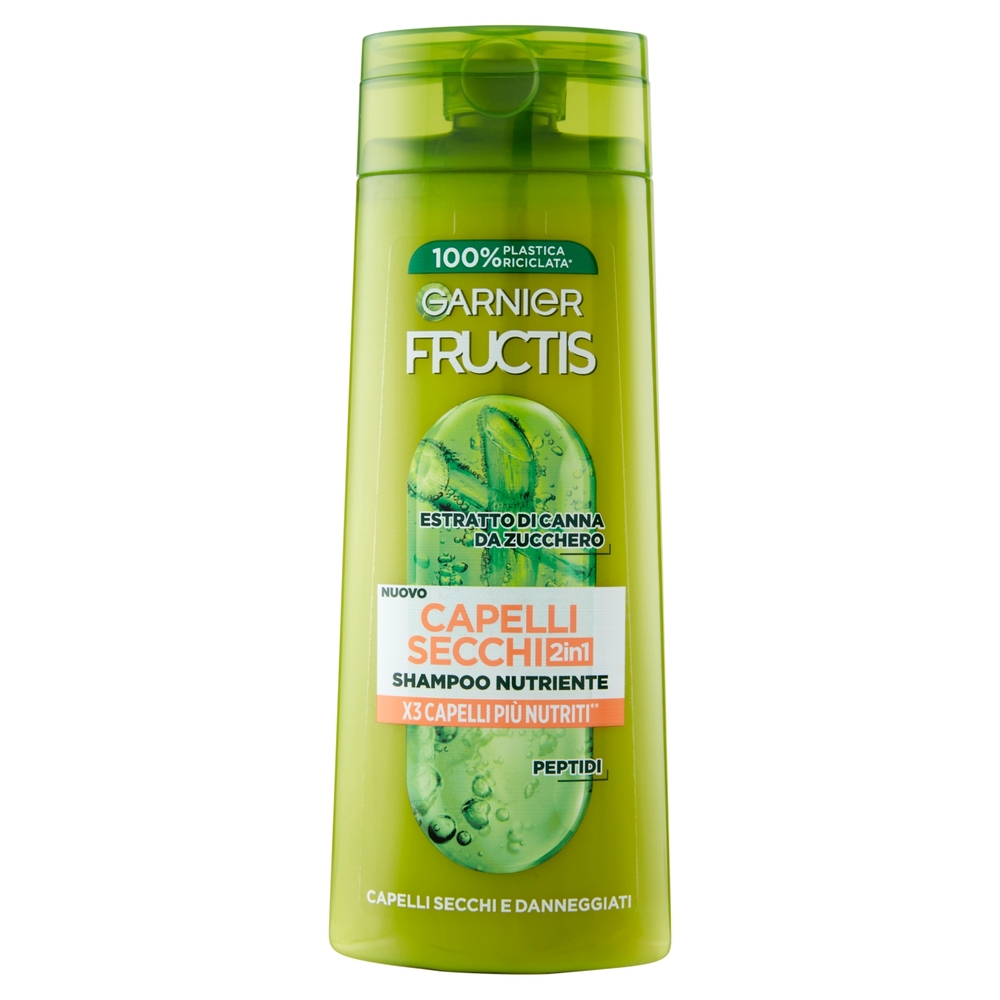 Garnier Fructis Shampoo Capelli Secchi 2in1, shampoo per capelli secchi e danneggiati, 250 ml